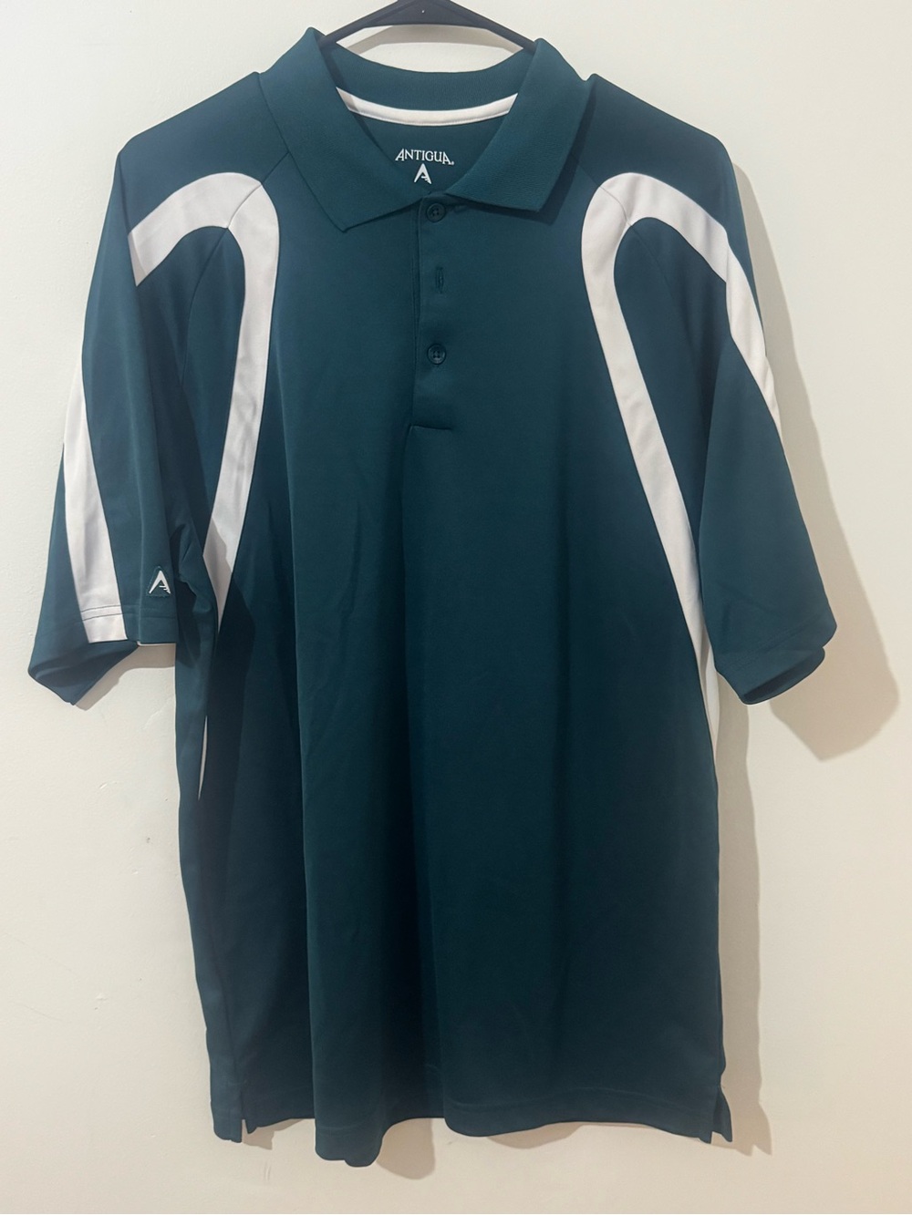Antigua Men's Forest Green and White Sport Polo
